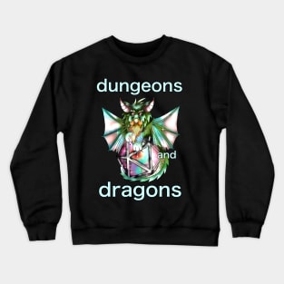 Dnd D20 dice with a red eyed dragon Crewneck Sweatshirt